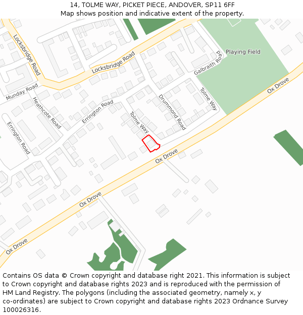 14, TOLME WAY, PICKET PIECE, ANDOVER, SP11 6FF: Location map and indicative extent of plot