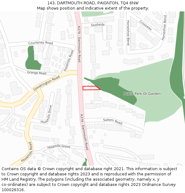 143, DARTMOUTH ROAD, PAIGNTON, TQ4 6NW: Location map and indicative extent of plot