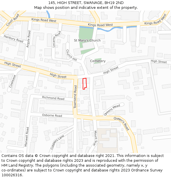 145, HIGH STREET, SWANAGE, BH19 2ND: Location map and indicative extent of plot