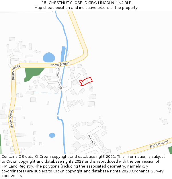 15, CHESTNUT CLOSE, DIGBY, LINCOLN, LN4 3LP: Location map and indicative extent of plot