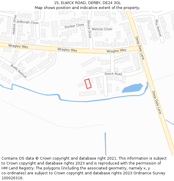 15, ELWICK ROAD, DERBY, DE24 3GL: Location map and indicative extent of plot