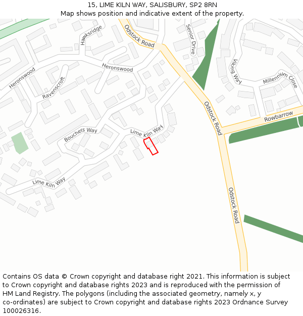 15, LIME KILN WAY, SALISBURY, SP2 8RN: Location map and indicative extent of plot