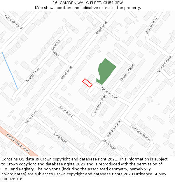 16, CAMDEN WALK, FLEET, GU51 3EW: Location map and indicative extent of plot