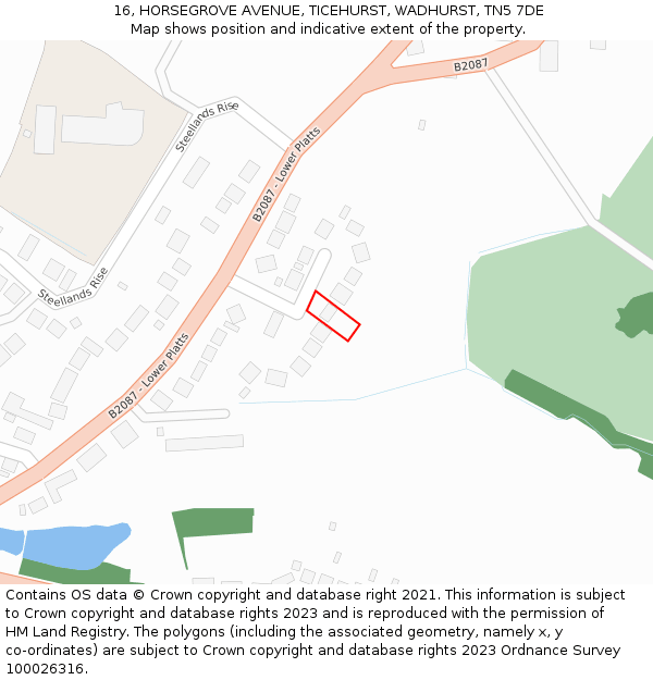 16, HORSEGROVE AVENUE, TICEHURST, WADHURST, TN5 7DE: Location map and indicative extent of plot