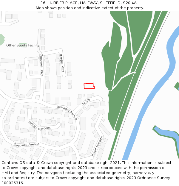 16, HURRIER PLACE, HALFWAY, SHEFFIELD, S20 4AH: Location map and indicative extent of plot