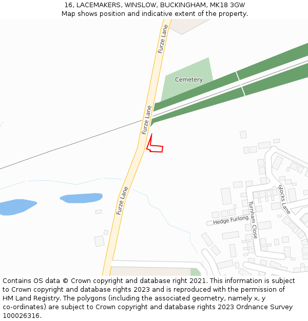 16, LACEMAKERS, WINSLOW, BUCKINGHAM, MK18 3GW: Location map and indicative extent of plot