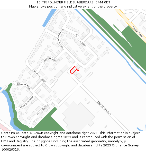 16, TIR FOUNDER FIELDS, ABERDARE, CF44 0DT: Location map and indicative extent of plot