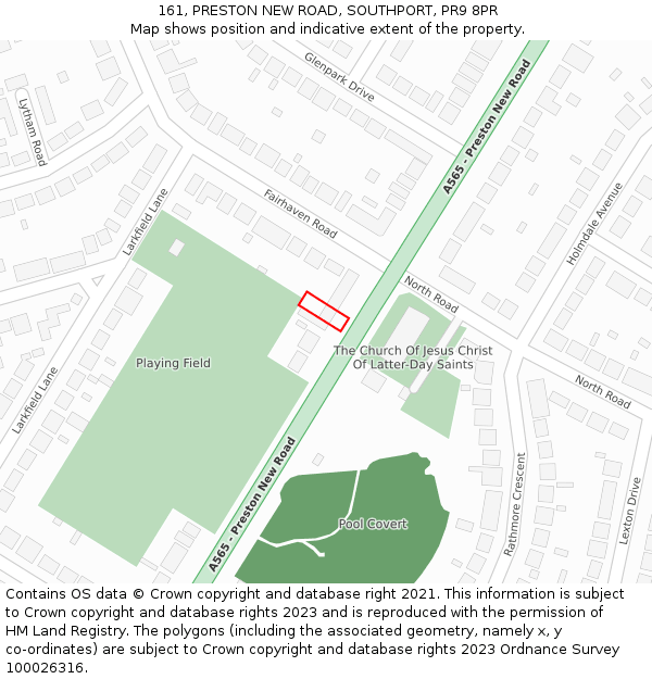 161, PRESTON NEW ROAD, SOUTHPORT, PR9 8PR: Location map and indicative extent of plot