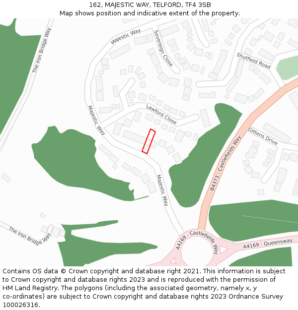 162, MAJESTIC WAY, TELFORD, TF4 3SB: Location map and indicative extent of plot