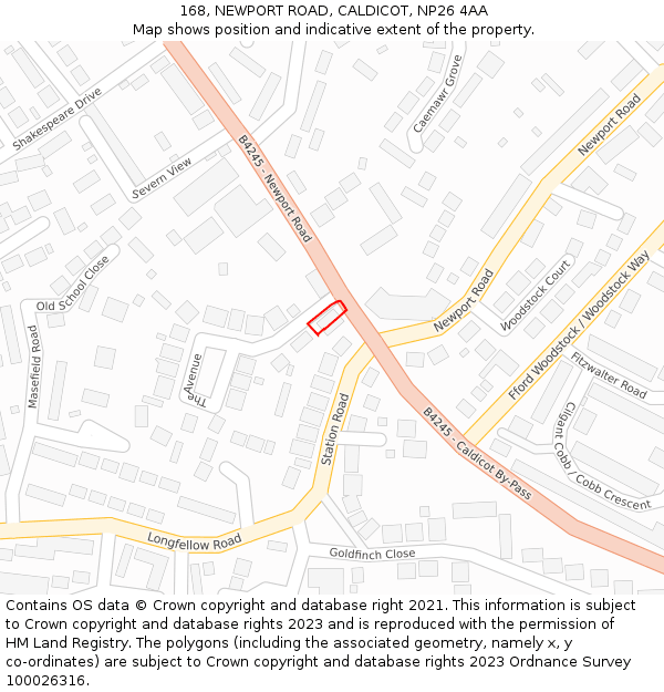 168, NEWPORT ROAD, CALDICOT, NP26 4AA: Location map and indicative extent of plot