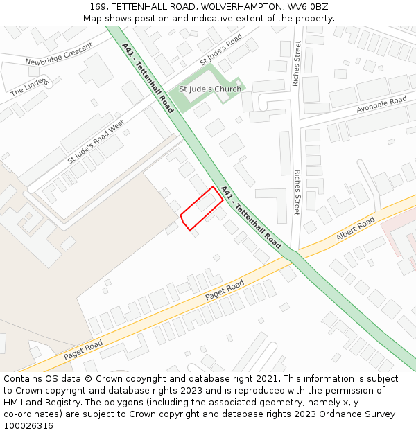 169, TETTENHALL ROAD, WOLVERHAMPTON, WV6 0BZ: Location map and indicative extent of plot