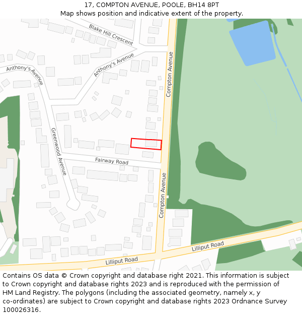 17, COMPTON AVENUE, POOLE, BH14 8PT: Location map and indicative extent of plot