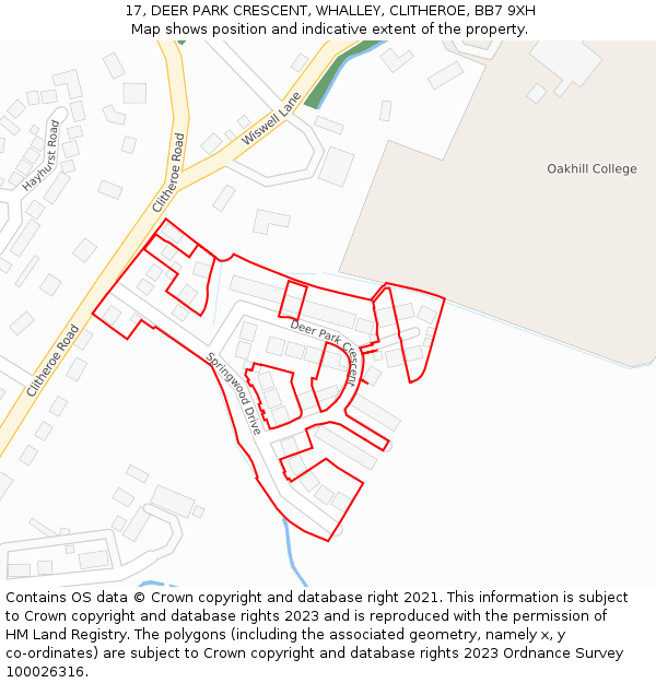 17, DEER PARK CRESCENT, WHALLEY, CLITHEROE, BB7 9XH: Location map and indicative extent of plot