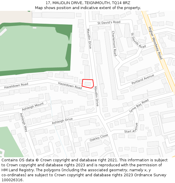 17, MAUDLIN DRIVE, TEIGNMOUTH, TQ14 8RZ: Location map and indicative extent of plot