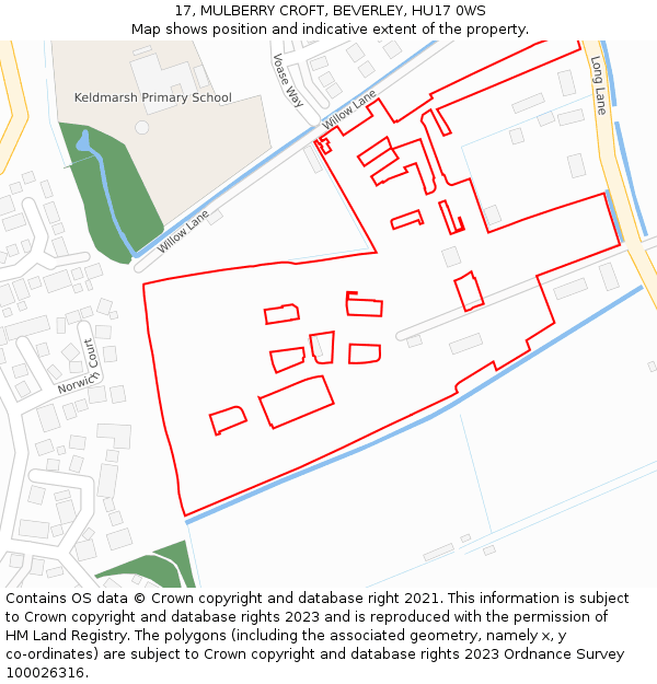 17, MULBERRY CROFT, BEVERLEY, HU17 0WS: Location map and indicative extent of plot