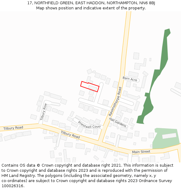 17, NORTHFIELD GREEN, EAST HADDON, NORTHAMPTON, NN6 8BJ: Location map and indicative extent of plot