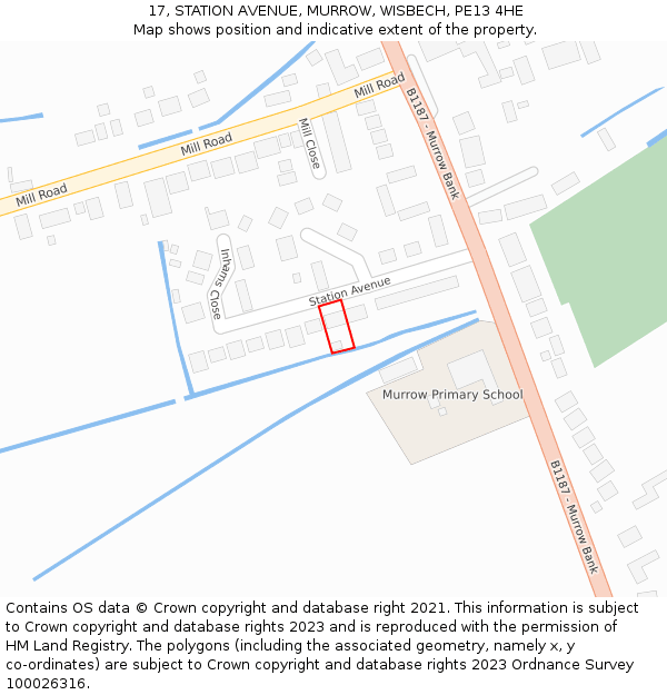 17, STATION AVENUE, MURROW, WISBECH, PE13 4HE: Location map and indicative extent of plot