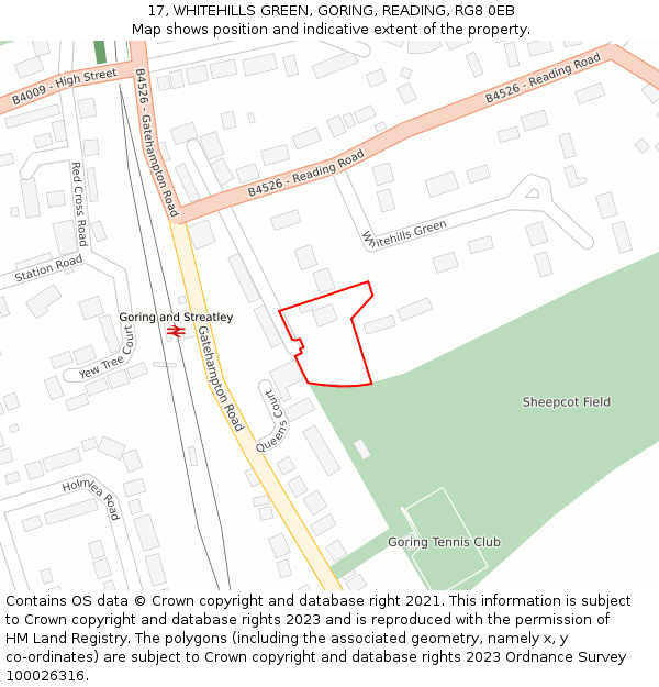 17, WHITEHILLS GREEN, GORING, READING, RG8 0EB: Location map and indicative extent of plot