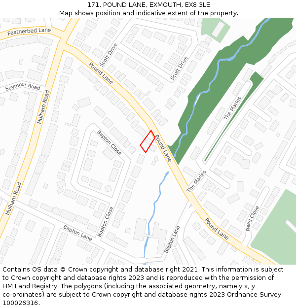 171, POUND LANE, EXMOUTH, EX8 3LE: Location map and indicative extent of plot