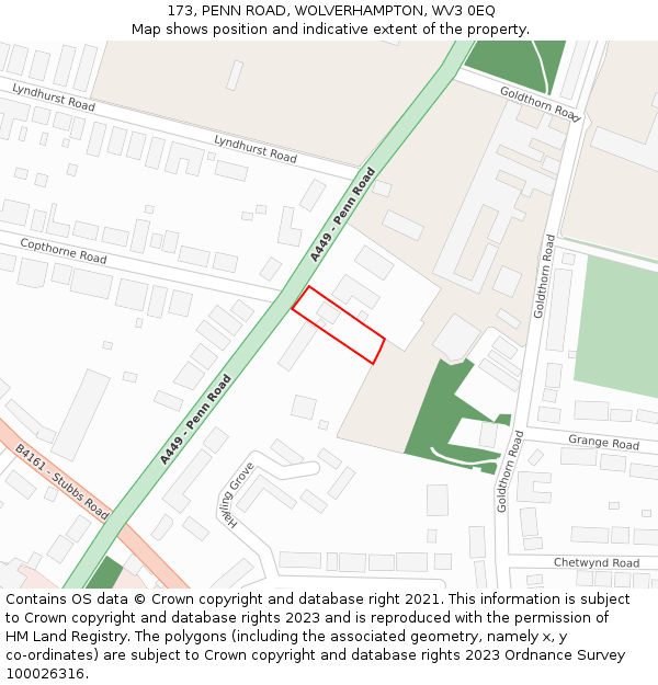 173, PENN ROAD, WOLVERHAMPTON, WV3 0EQ: Location map and indicative extent of plot