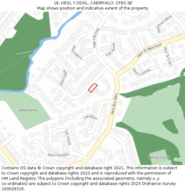 18, HEOL Y DDOL, CAERPHILLY, CF83 3JF: Location map and indicative extent of plot