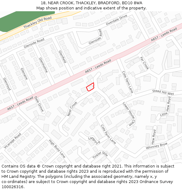 18, NEAR CROOK, THACKLEY, BRADFORD, BD10 8WA: Location map and indicative extent of plot