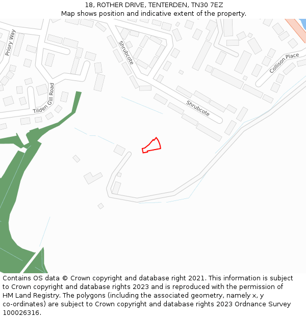 18, ROTHER DRIVE, TENTERDEN, TN30 7EZ: Location map and indicative extent of plot