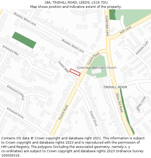 18A, TINSHILL ROAD, LEEDS, LS16 7DU: Location map and indicative extent of plot