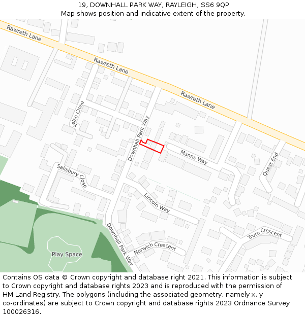 19, DOWNHALL PARK WAY, RAYLEIGH, SS6 9QP: Location map and indicative extent of plot