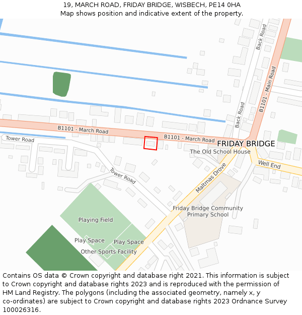 19, MARCH ROAD, FRIDAY BRIDGE, WISBECH, PE14 0HA: Location map and indicative extent of plot