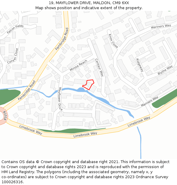 19, MAYFLOWER DRIVE, MALDON, CM9 6XX: Location map and indicative extent of plot