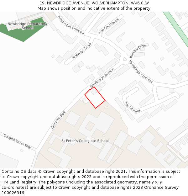 19, NEWBRIDGE AVENUE, WOLVERHAMPTON, WV6 0LW: Location map and indicative extent of plot