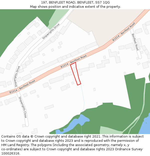 197, BENFLEET ROAD, BENFLEET, SS7 1QG: Location map and indicative extent of plot