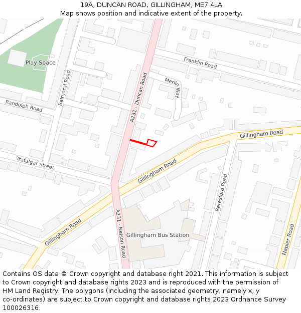 19A, DUNCAN ROAD, GILLINGHAM, ME7 4LA: Location map and indicative extent of plot