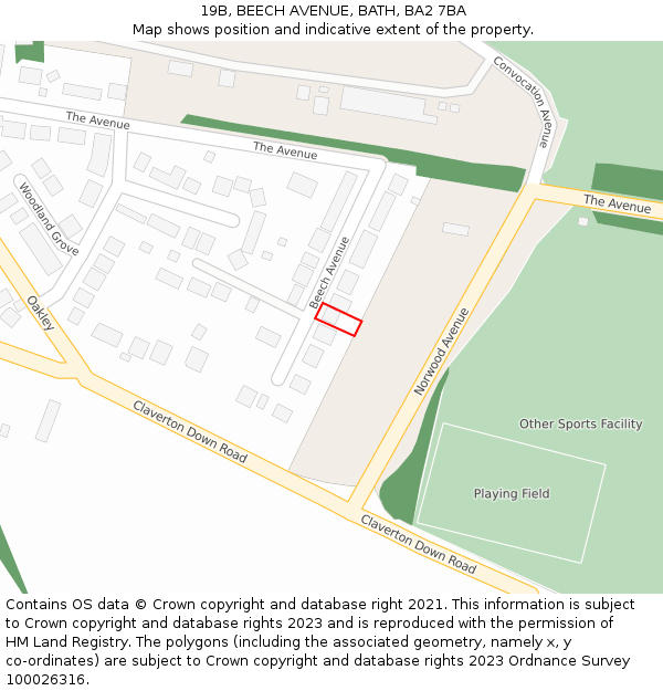 19B, BEECH AVENUE, BATH, BA2 7BA: Location map and indicative extent of plot