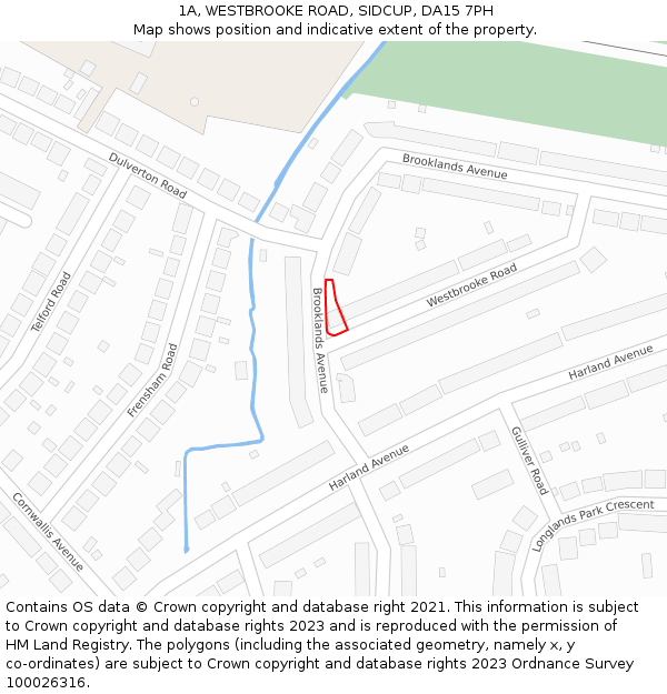 1A, WESTBROOKE ROAD, SIDCUP, DA15 7PH: Location map and indicative extent of plot