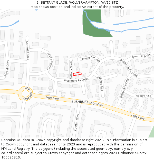 2, BETTANY GLADE, WOLVERHAMPTON, WV10 8TZ: Location map and indicative extent of plot