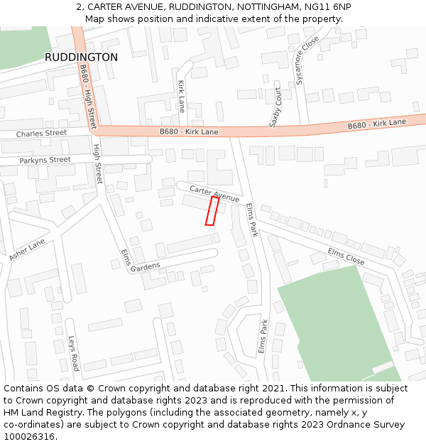 2, CARTER AVENUE, RUDDINGTON, NOTTINGHAM, NG11 6NP: Location map and indicative extent of plot