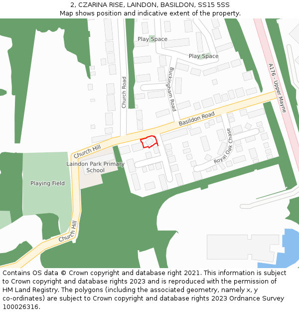 2, CZARINA RISE, LAINDON, BASILDON, SS15 5SS: Location map and indicative extent of plot