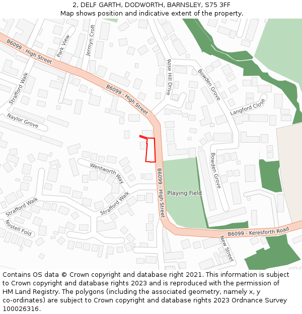 2, DELF GARTH, DODWORTH, BARNSLEY, S75 3FF: Location map and indicative extent of plot