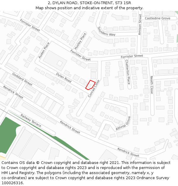 2, DYLAN ROAD, STOKE-ON-TRENT, ST3 1SR: Location map and indicative extent of plot