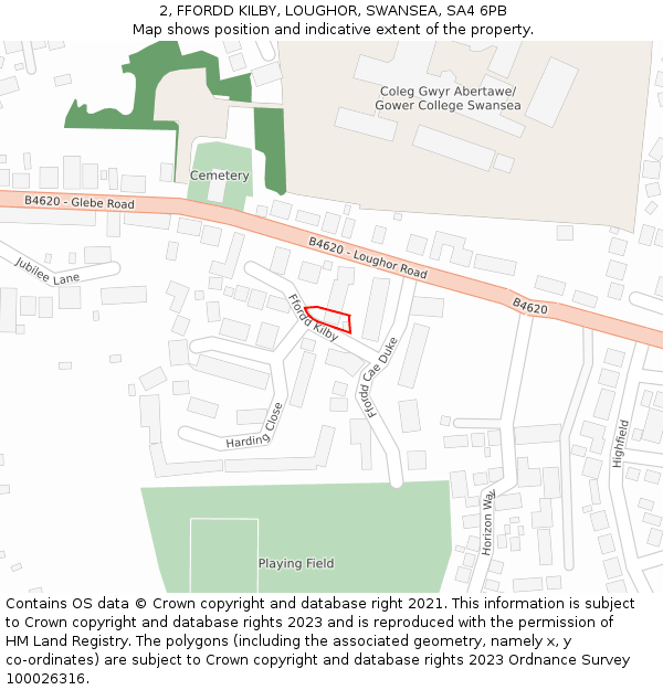 2, FFORDD KILBY, LOUGHOR, SWANSEA, SA4 6PB: Location map and indicative extent of plot