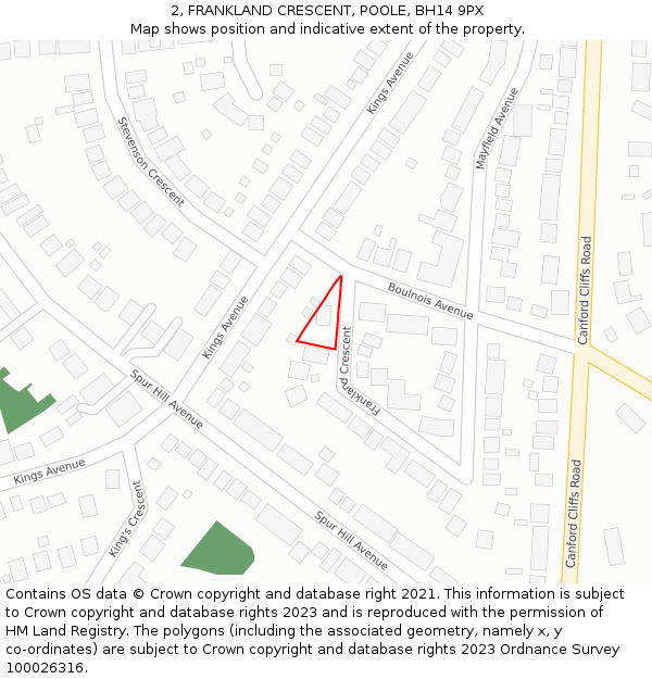 2, FRANKLAND CRESCENT, POOLE, BH14 9PX: Location map and indicative extent of plot