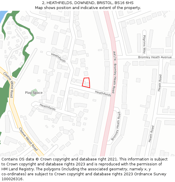 2, HEATHFIELDS, DOWNEND, BRISTOL, BS16 6HS: Location map and indicative extent of plot