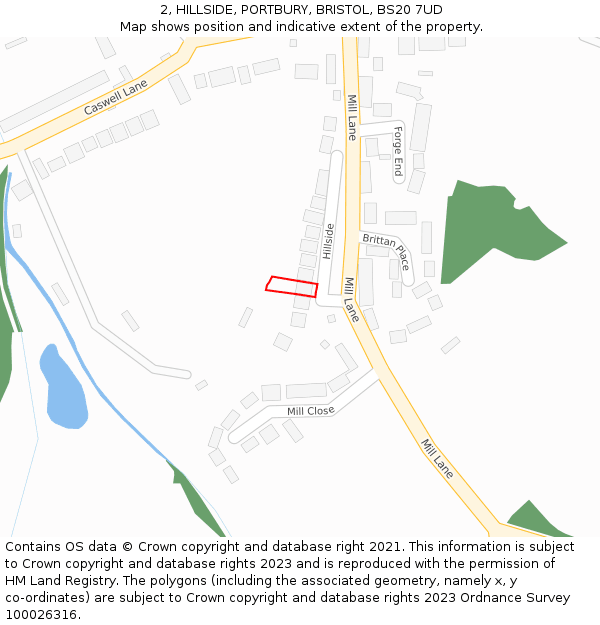 2, HILLSIDE, PORTBURY, BRISTOL, BS20 7UD: Location map and indicative extent of plot