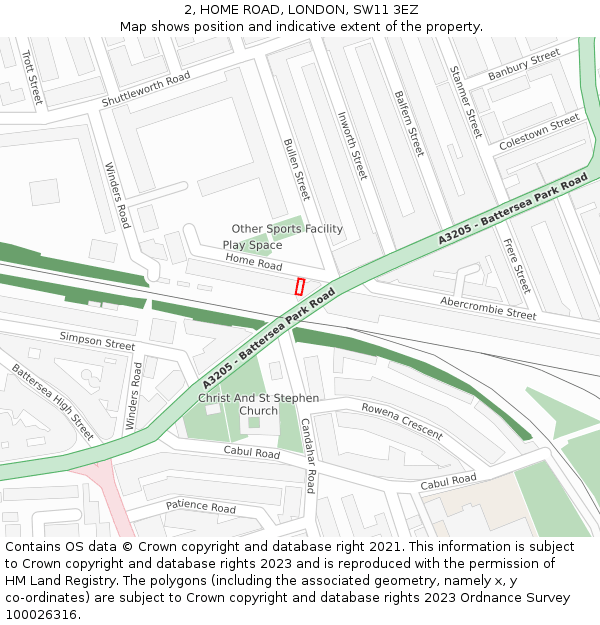 2, HOME ROAD, LONDON, SW11 3EZ: Location map and indicative extent of plot