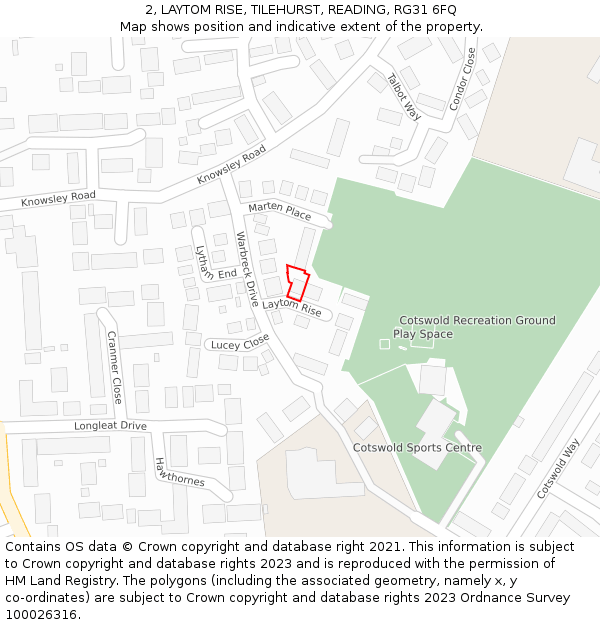 2, LAYTOM RISE, TILEHURST, READING, RG31 6FQ: Location map and indicative extent of plot