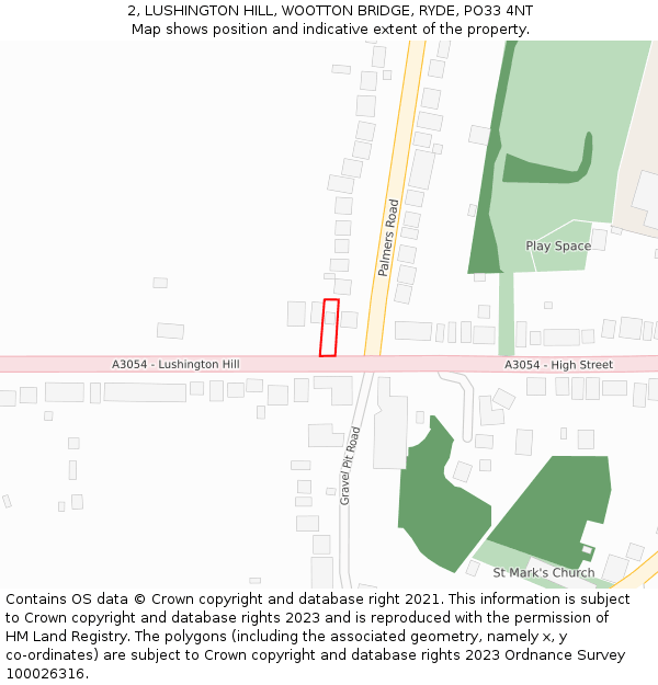 2, LUSHINGTON HILL, WOOTTON BRIDGE, RYDE, PO33 4NT: Location map and indicative extent of plot