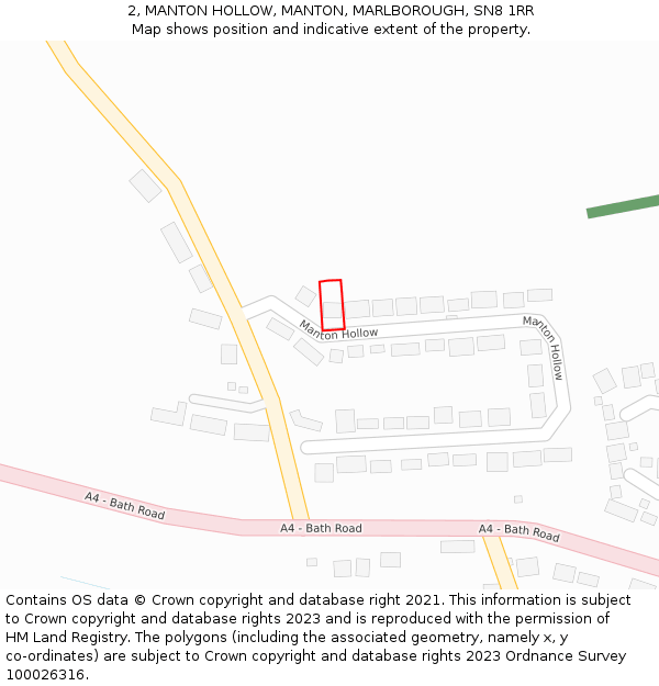 2, MANTON HOLLOW, MANTON, MARLBOROUGH, SN8 1RR: Location map and indicative extent of plot