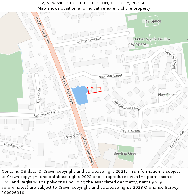 2, NEW MILL STREET, ECCLESTON, CHORLEY, PR7 5FT: Location map and indicative extent of plot